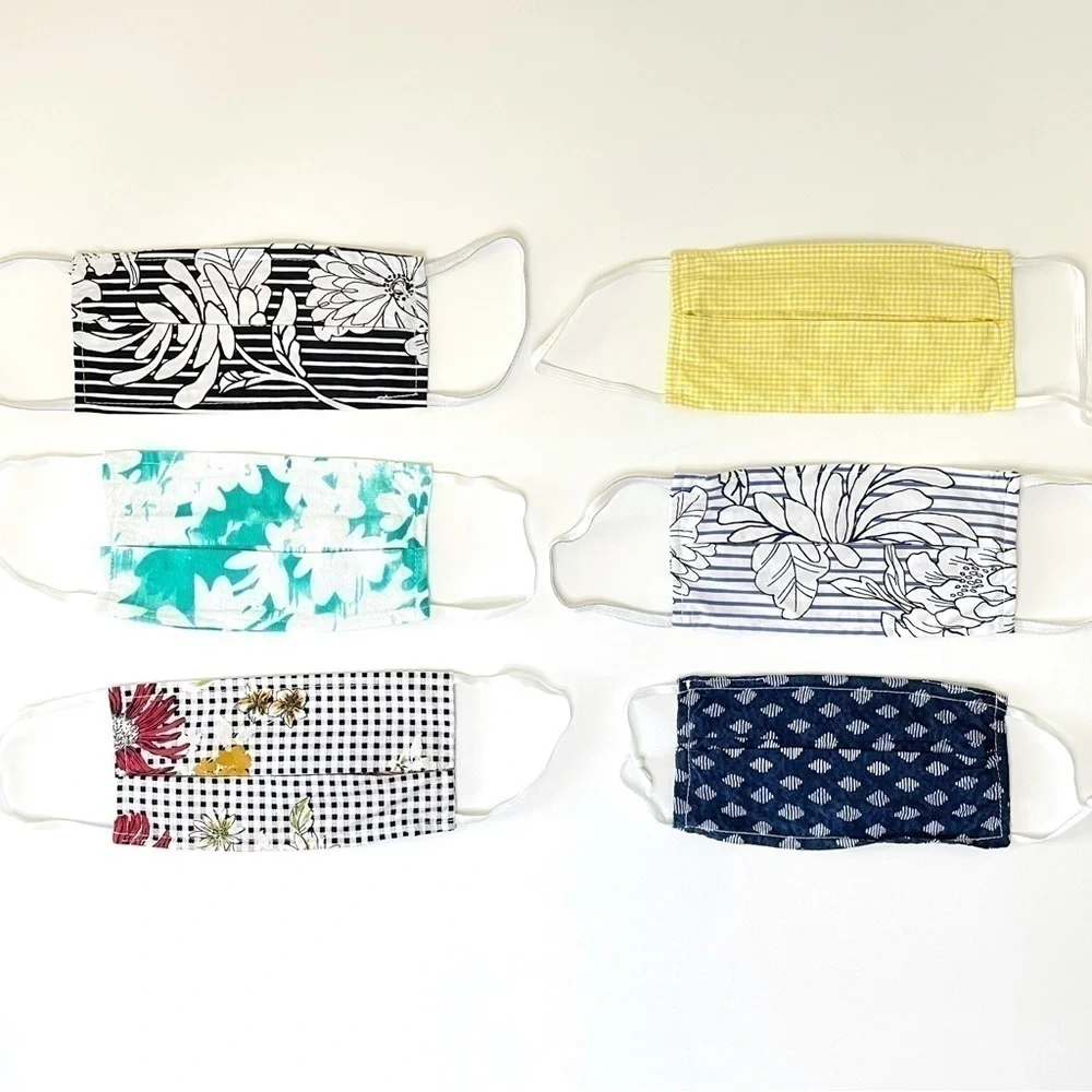 Anthropologie Amadi Multicolor Mixed Print Cotton Ear Loop Face Mask Bundle